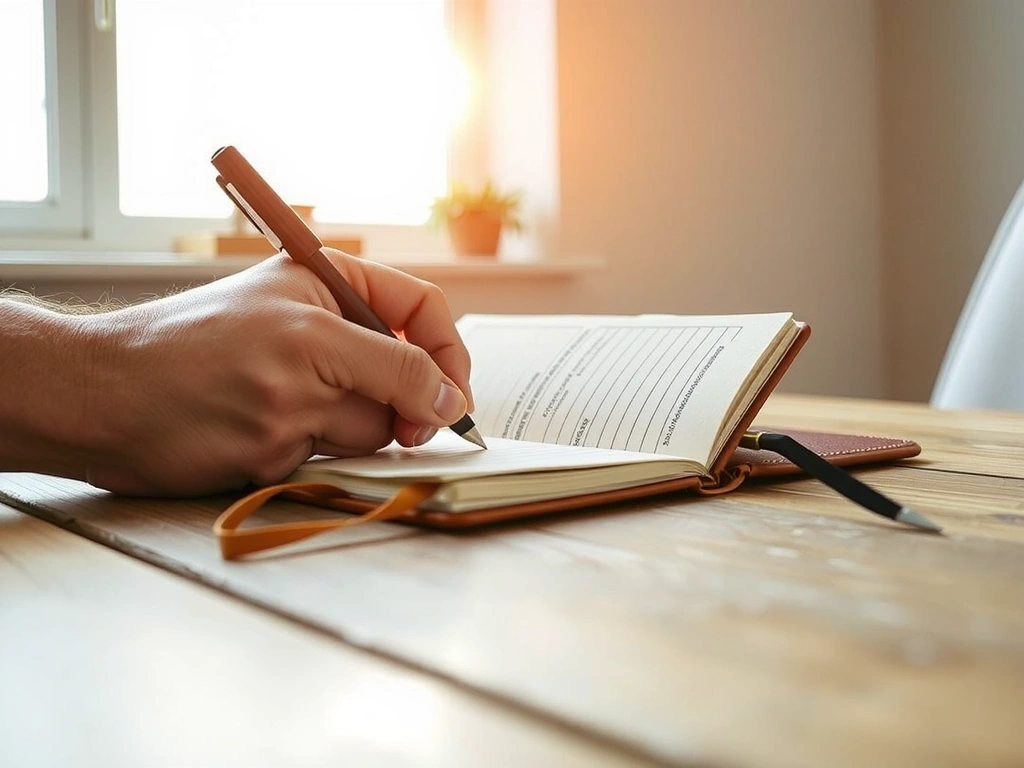 Osoba prowadząca notatki w notesie treningowym